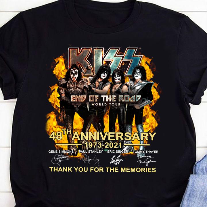 Kiss End Of The Road World Tour 48th anniversary 1973-2021 signatures thank you for the memories t-shirt shirt