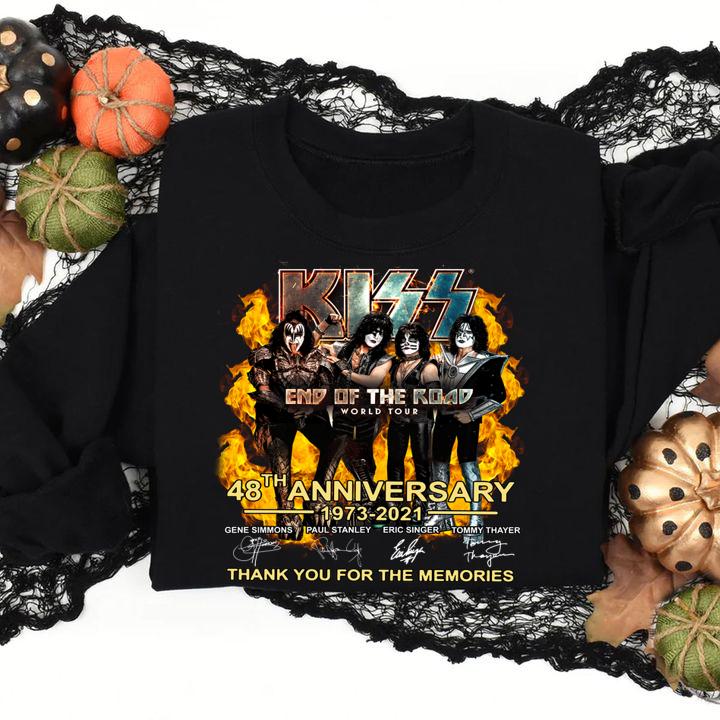 Kiss End Of The Road World Tour 48th anniversary 1973-2021 signatures thank you for the memories t-shirt sweatshirt