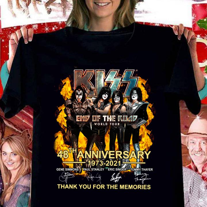 Kiss End Of The Road World Tour 48th anniversary 1973-2021 signatures thank you for the memories t-shirt woman shirt