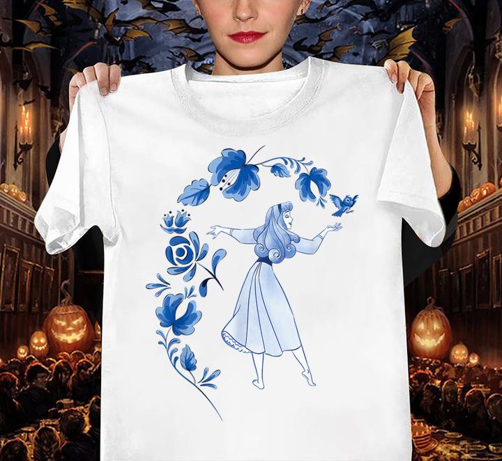 Sleeping Beauty Princess Aurora Blue Flowers Disney t-shirt woman shirt