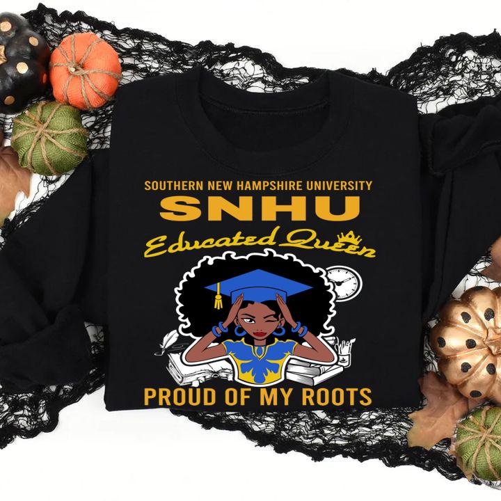 Black Girl Southern New Hampshire University Snhu Educated Queen t-shirt sweatshirt