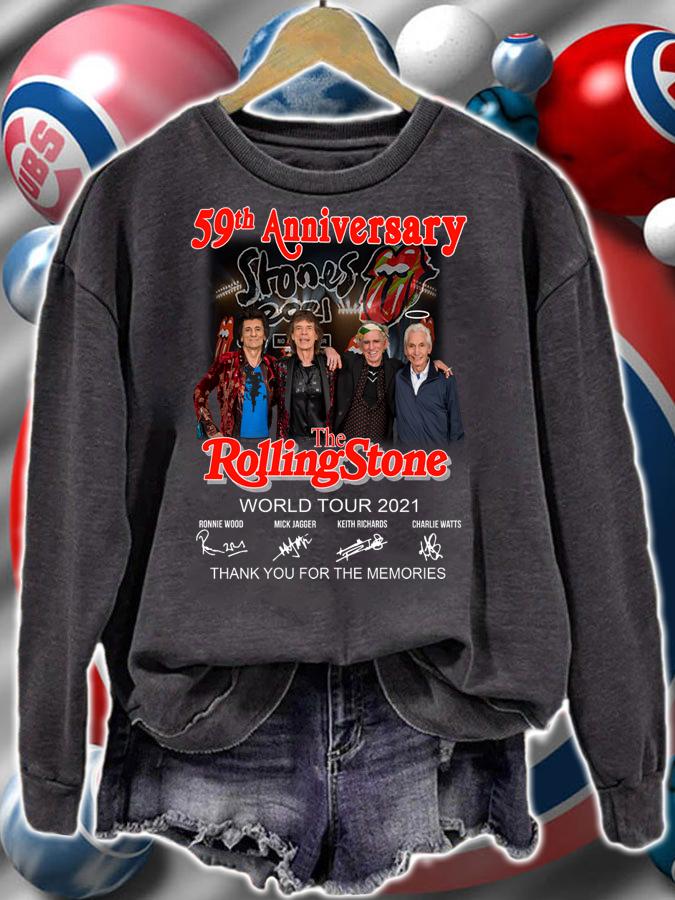 RIP Charlie Watts 59th Anniversary The Rolling Stones World Tour 2021 Signatures Thank You Memories t-shirt sweatshirt