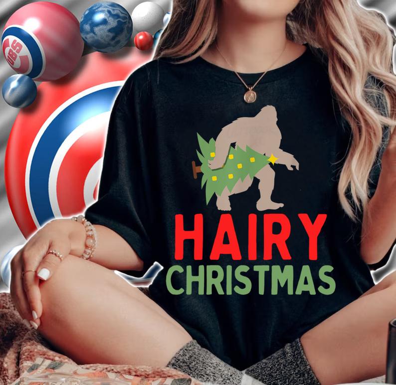 Beautiful Bigfoot Hairy Christmas Funny Pajama t-shirt woman shirt