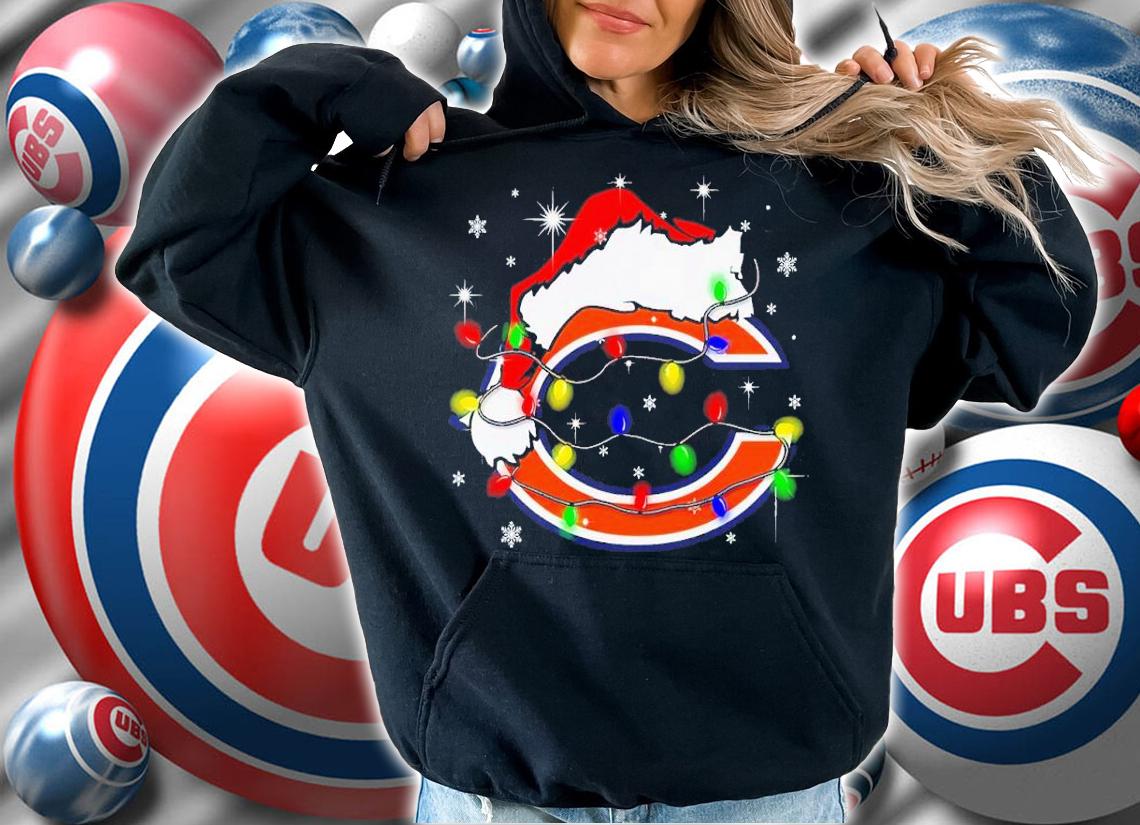 Chicago Bears Santa hat Christmas shirt t-shirt hoodie