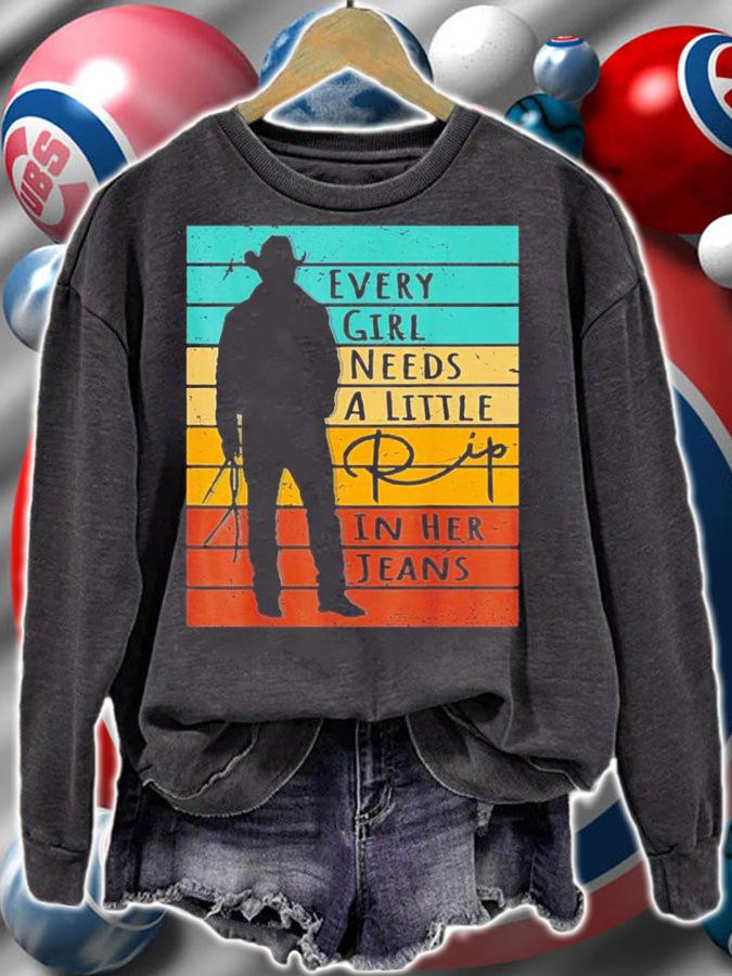 Every Girl Needs A Little Rip In Her Jeans Quote Vintage Shirt t-shirt sweatshirt
