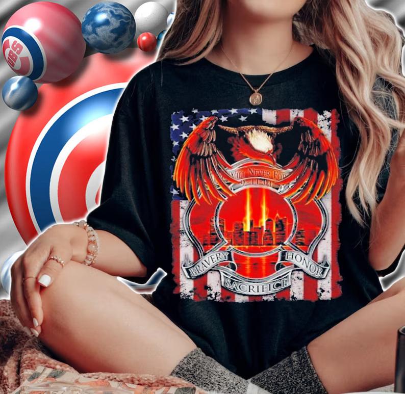 Will Never Forget 911 Patriot Day Honor Eagle American Flag We Shirt t-shirt