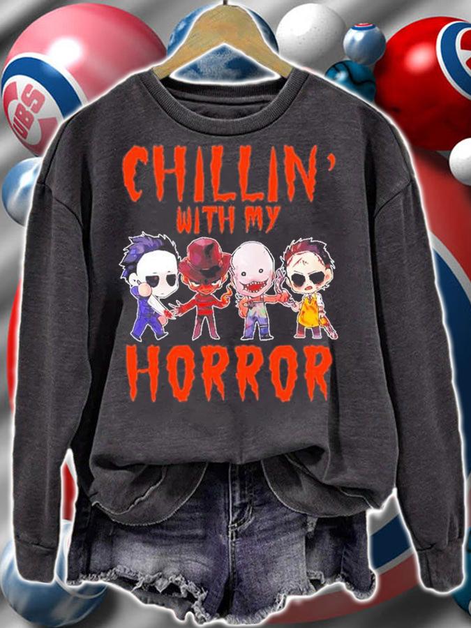 Chillin' With My Horror Michael Myers Ghostface Freddy Krueger Chucky T-Shirt t-shirt
