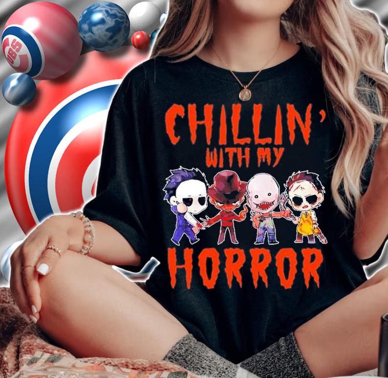 Chillin' With My Horror Michael Myers Ghostface Freddy Krueger Chucky T-Shirt t-shirt
