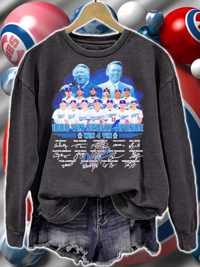 Los Angeles Dodgers 1000 Vin Scully avenue Win 4 Vin signatures shirt t-shirt