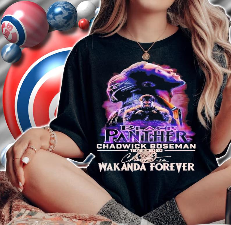 Black Panther Chadwick Boseman 1976 2020 Wakanda Forever signature shirt t-shirt