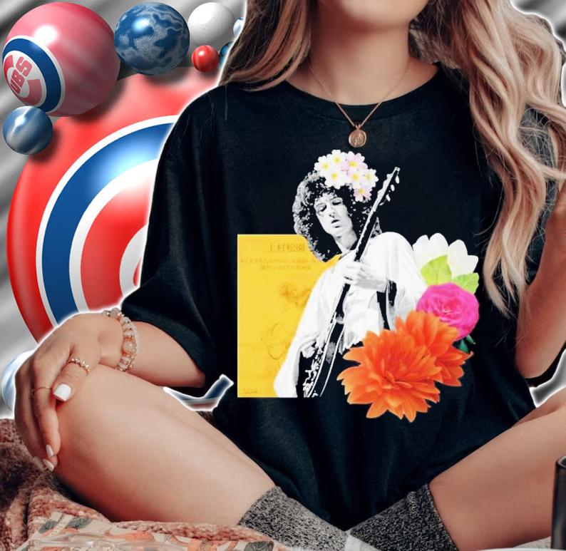 Brian May Queen Band With Flowers T-Shirt t-shirt