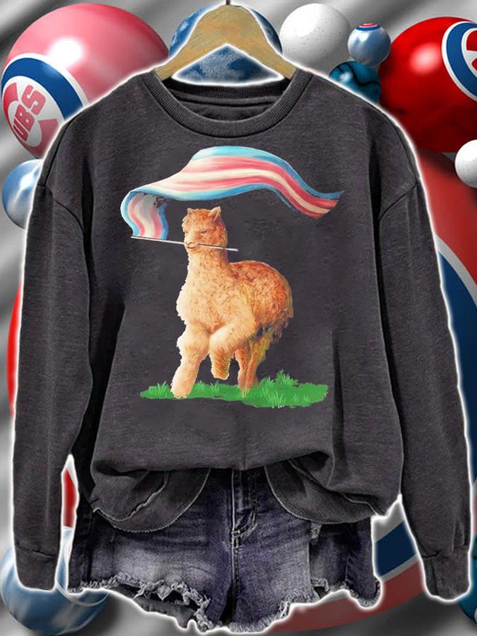 Tenacious Unicorn Ranch Llama Holding The Russia Flag Shirt t-shirt sweatshirt