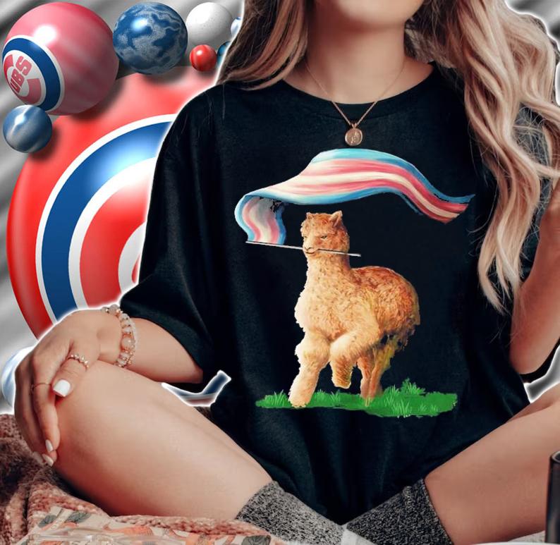 Tenacious Unicorn Ranch Llama Holding The Russia Flag Shirt t-shirt woman shirt