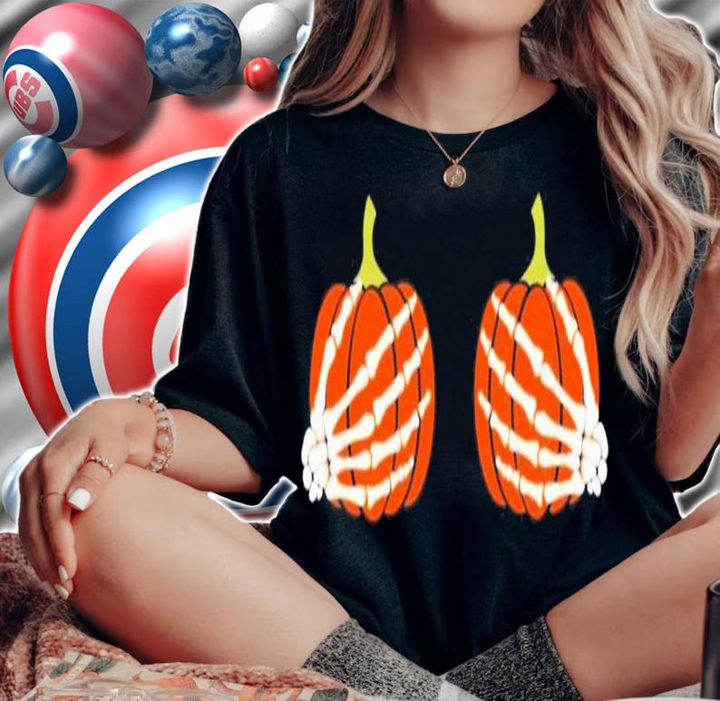 Funny Halloween Pumpkin Boobies Thanksgiving Shirt t-shirt woman shirt