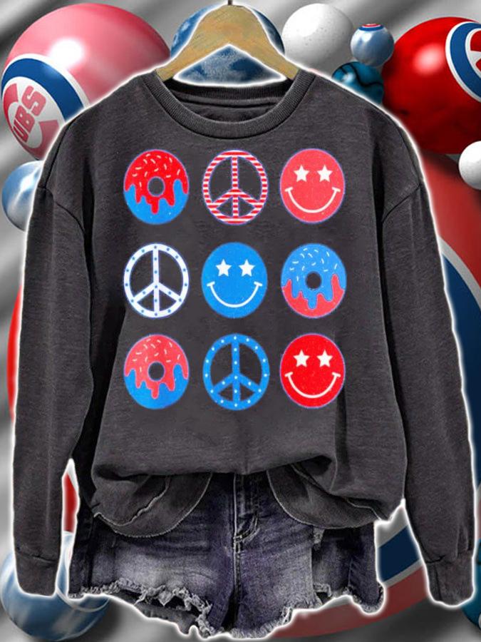 Hippie Peace Sign Hippie 70s 80s Red White And Blue 4th Of July T-Shirt t-shirt