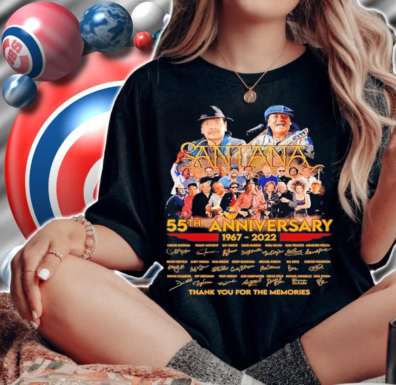 Santana 55th anniversary 1967 2022 thank you for the memories shirt t-shirt