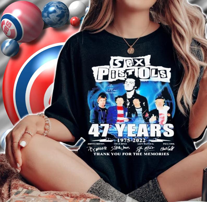 Sex Pistols 47 Years 1975-2022 Signatures Thank You For The Memories Shirt t-shirt woman shirt