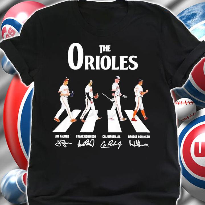 The Orioles Abbey Road Jim Palmer Frank Robinson Cal Ripken Jr signatures shirt t-shirt