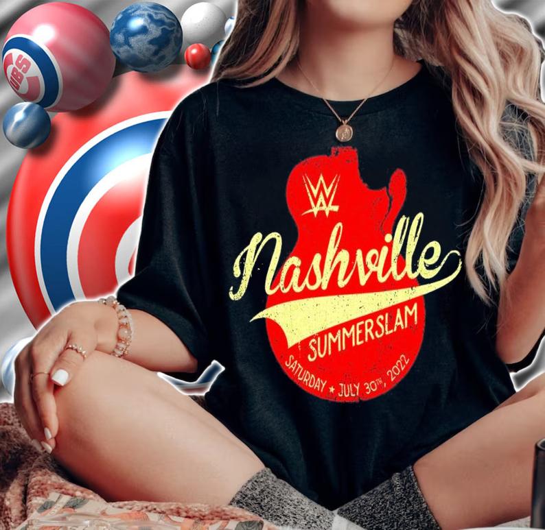 WWE SummerSlam 2022 Nashville Guitar shirt t-shirt woman shirt