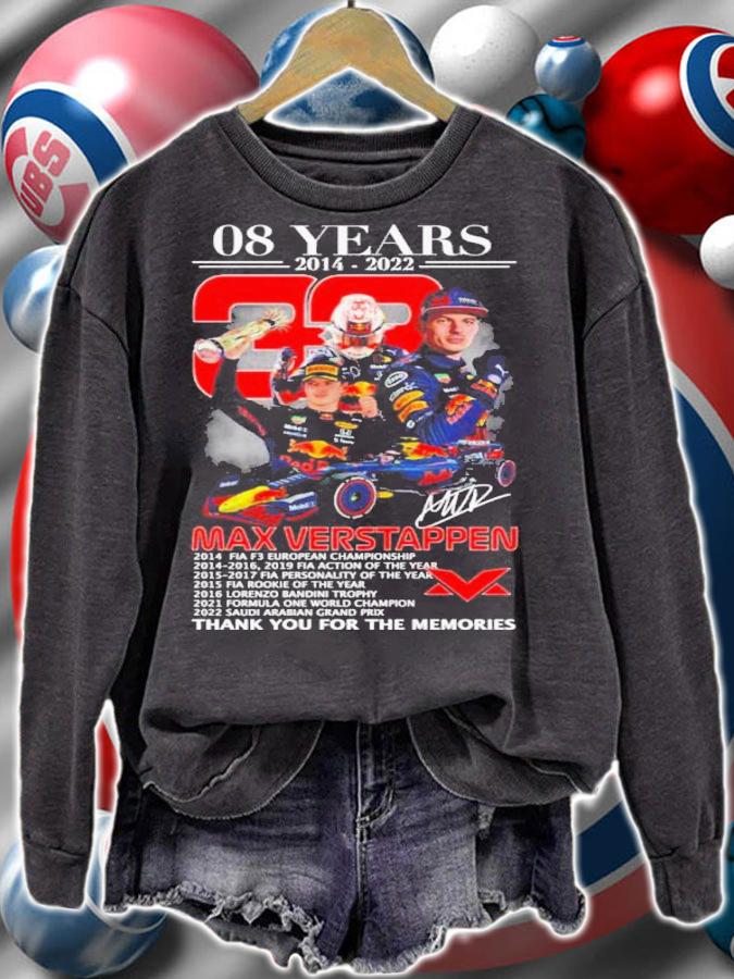 08 Years 2014-2022 Max Verstappen Signatures Thank You For The Memories Shirt t-shirt