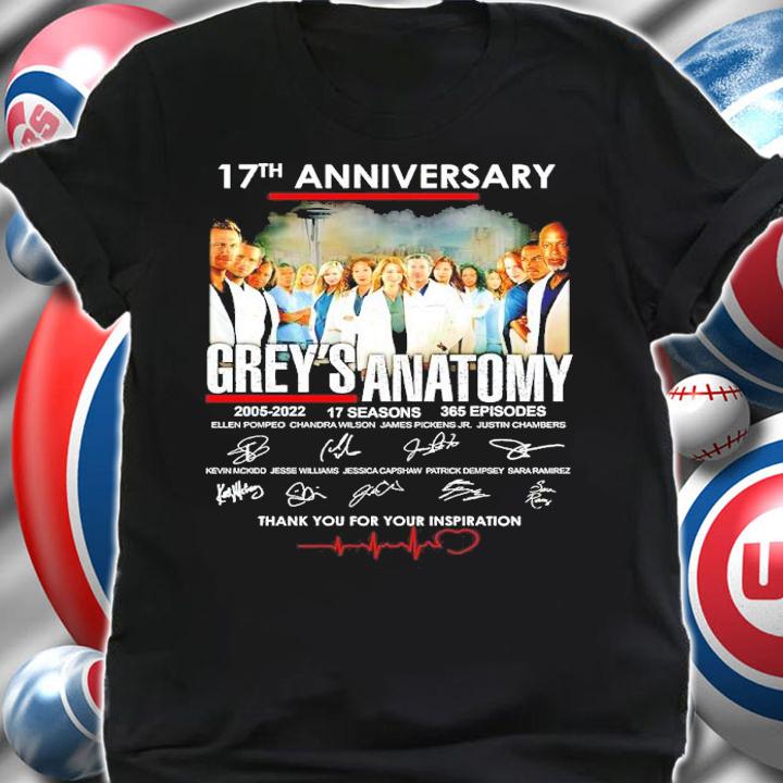 17th Anniversary Grey's Anatomy 2005-2022 Signatures Thank You For Your Inspiration Shirt t-shirt