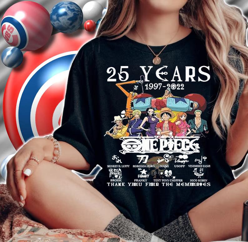 25 years 1997-2022 One Piece Signatures T-Shirt t-shirt woman shirt