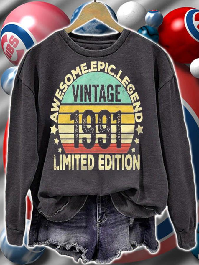 30 Years Old Legendary Retro Vintage Awesome Birthday 1991 Pullover Shirt t-shirt