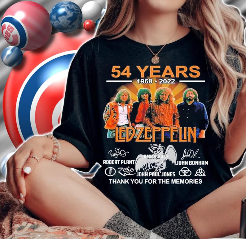 54 Years 1968 2022 Led-Zeppelin Thank You For The Memories Signatures T-Shirt t-shirt woman shirt