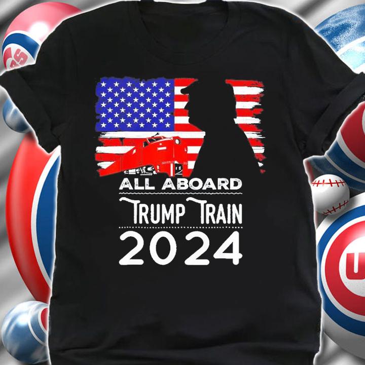 All Aboard Trump Train 2024 Vintage American Flag Apparel T-Shirt t-shirt shirt