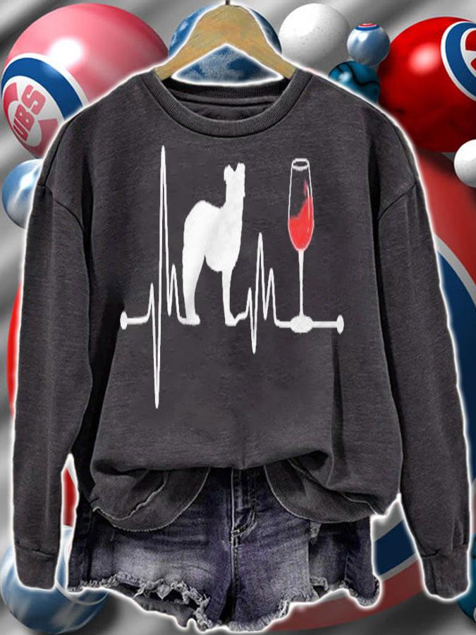 Australian Shepherd Heartbeat Ekg Wine Lover Aussie Shirt t-shirt