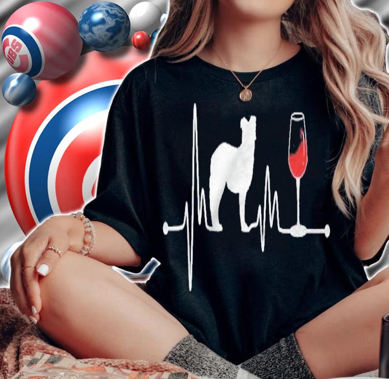 Australian Shepherd Heartbeat Ekg Wine Lover Aussie Shirt t-shirt