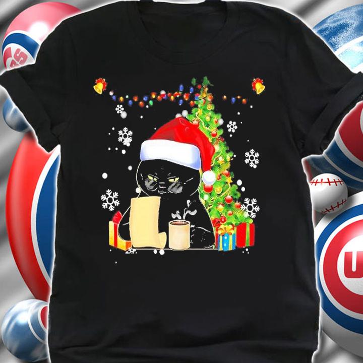 Black Cat Santa With Christmas Glasses Shirt t-shirt