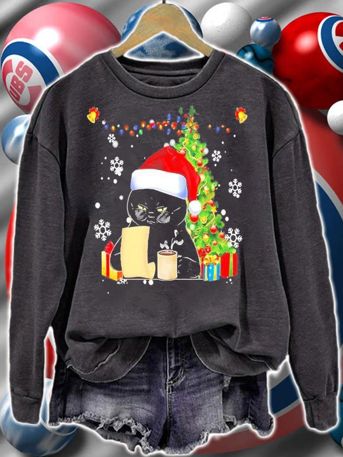 Black Cat Santa With Christmas Glasses Shirt t-shirt