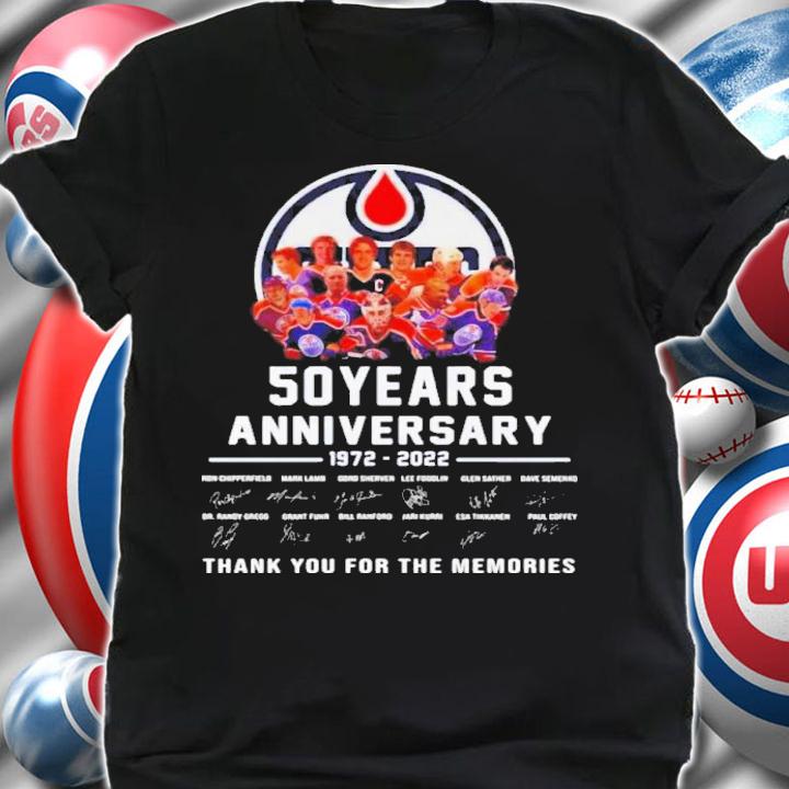 Edmonton Oilers 50 Years Anniversary 1972-2022 Signatures Thank You For The Memories Shirt t-shirt