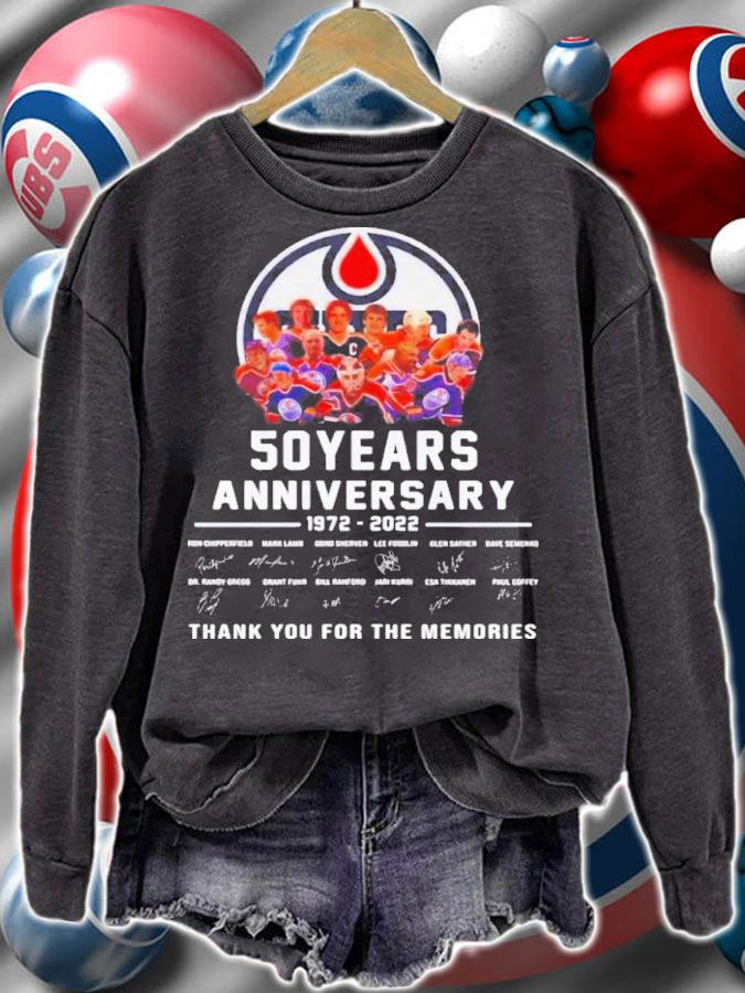 Edmonton Oilers 50 Years Anniversary 1972-2022 Signatures Thank You For The Memories Shirt t-shirt