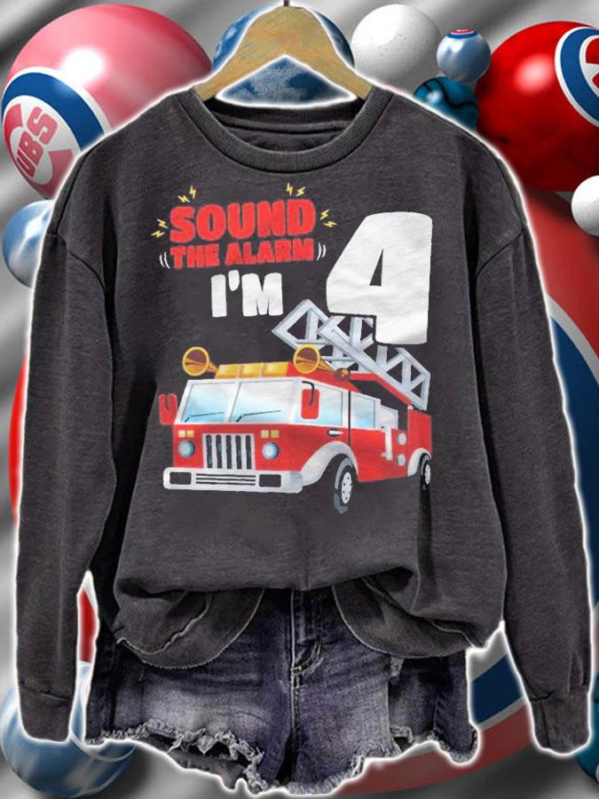 Kids Fire Truck 4Th Birthday Shirt 4 Years Old Firefighter shirt t-shirt sweatshirt