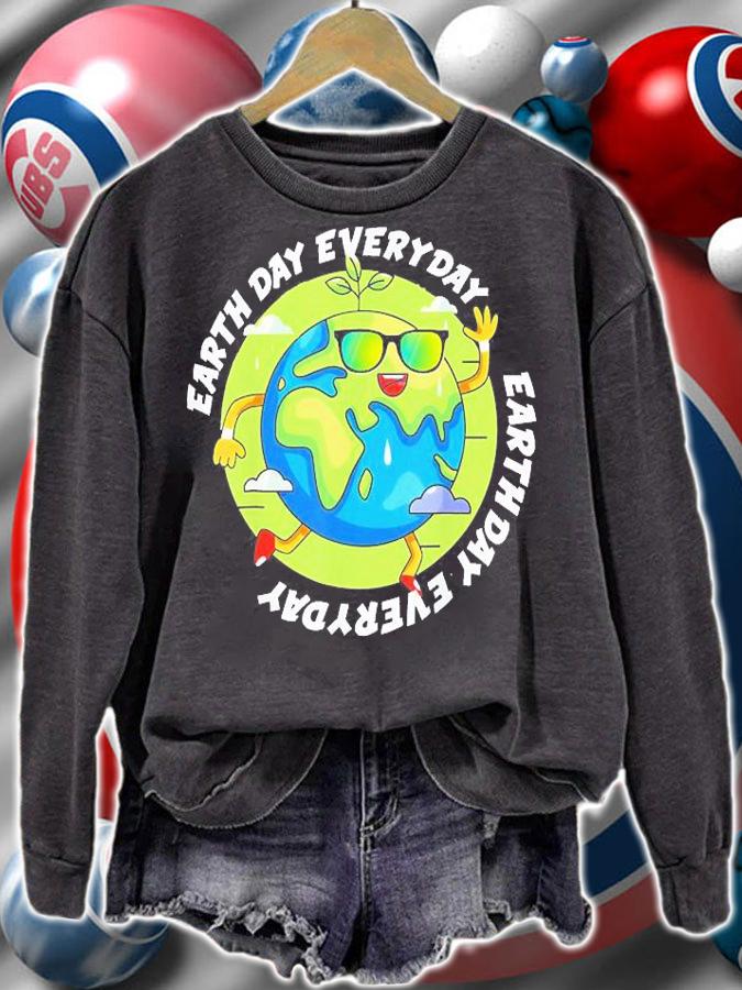 Earth Day Everyday, Green Happy Earth With Sunglasses T-Shirt t-shirt sweatshirt