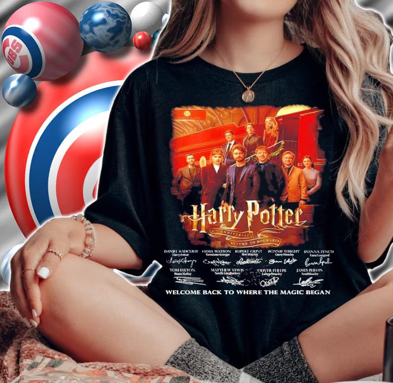 Official Harry Potter 20th Anniversary Return To Hogwarts Signatures Welcome Back To Where The Magic Began Shirt t-shirt