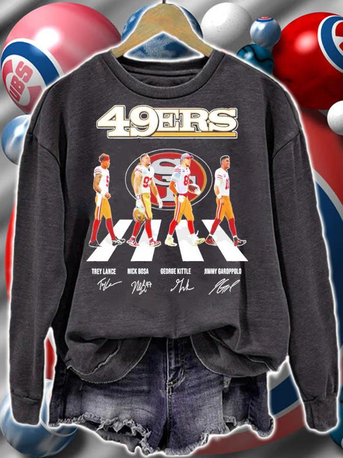 San Francisco 49ERS Trey Lance Nick Bosa George Kittle Jimmy Garoppolo Abbey Road signatures shirt t-shirt sweatshirt