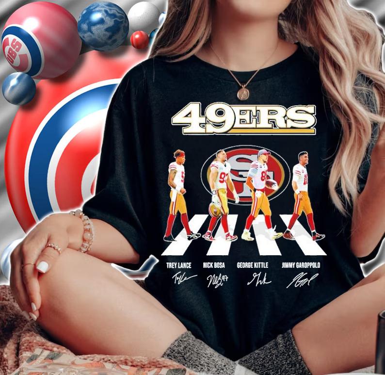 San Francisco 49ERS Trey Lance Nick Bosa George Kittle Jimmy Garoppolo Abbey Road signatures shirt t-shirt woman shirt