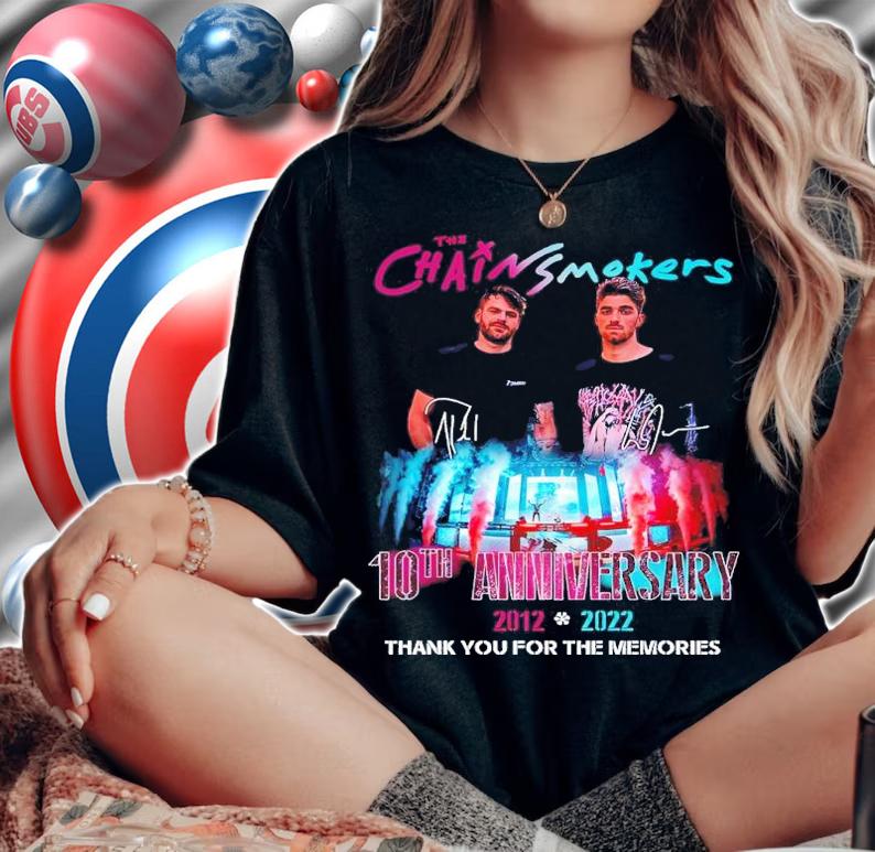 The Chainsmokers 10th anniversary 2012-2022 signatures shirt t-shirt