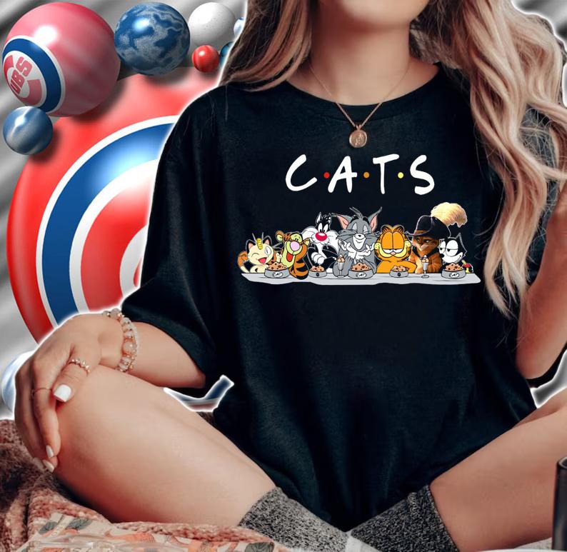 Garfield And Friends Cats 90s Meowth Tigger Sylvester Tom Felix t-shirt woman shirt