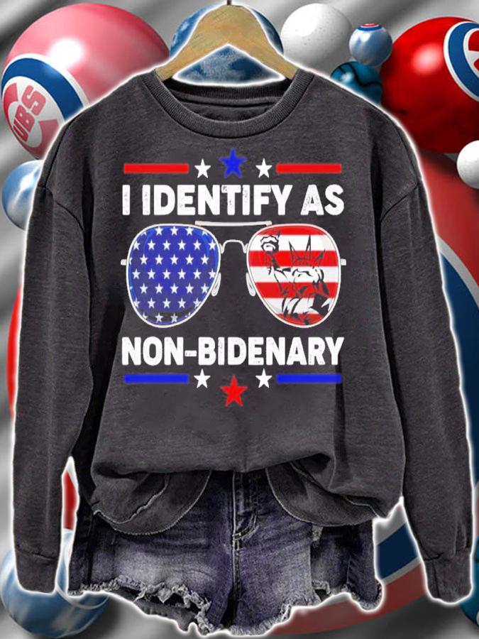 Sunglasses American Flag I Identify As Non-Bidenary Shirt t-shirt