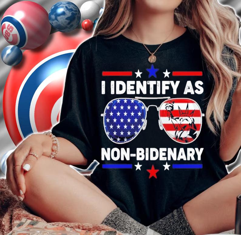 Sunglasses American Flag I Identify As Non-Bidenary Shirt t-shirt