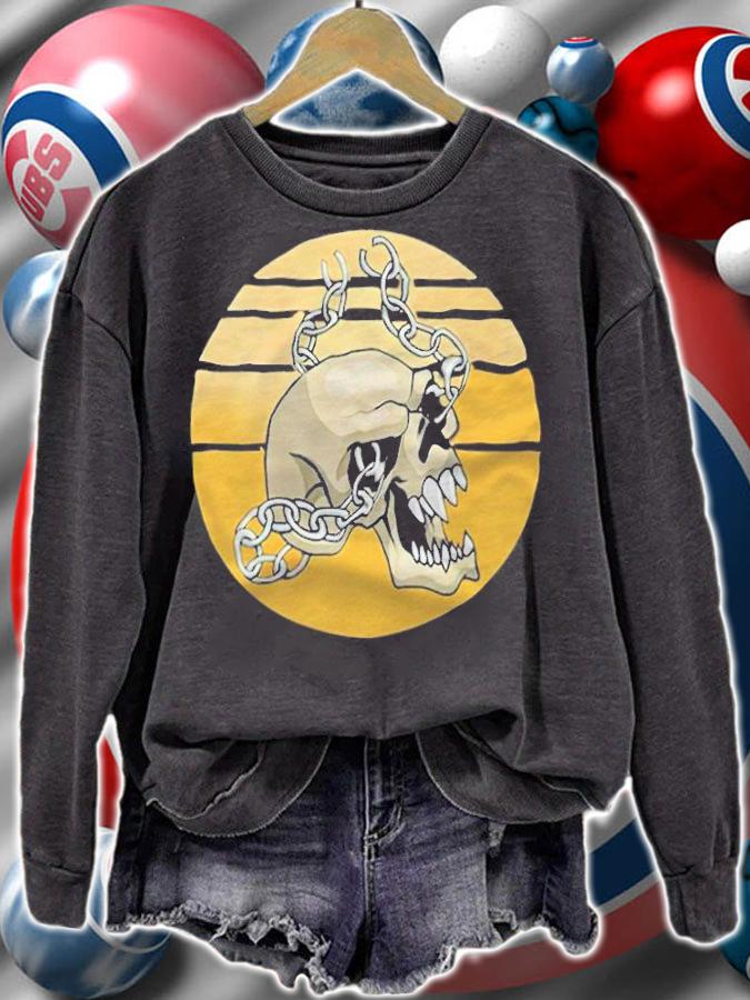 Trick Or Treat Creepy Chain Skull Halloween Night Skeleton Vintage Shirt t-shirt
