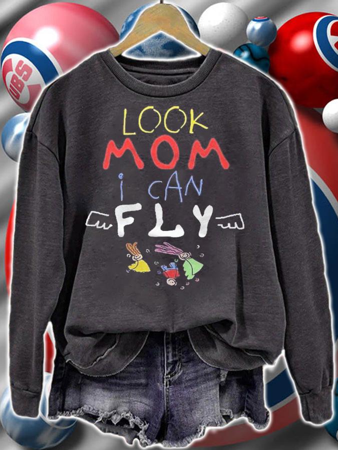 Kids Look Mom I Can Fly Art For Kids Funny Gift For Children Shirt t-shirt sweatshirt