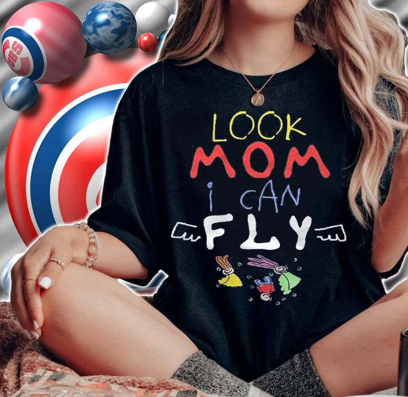 Kids Look Mom I Can Fly Art For Kids Funny Gift For Children Shirt t-shirt woman shirt