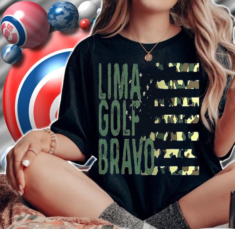 Lima Golf Bravo American Flag Camouflage T-Shirt t-shirt woman shirt