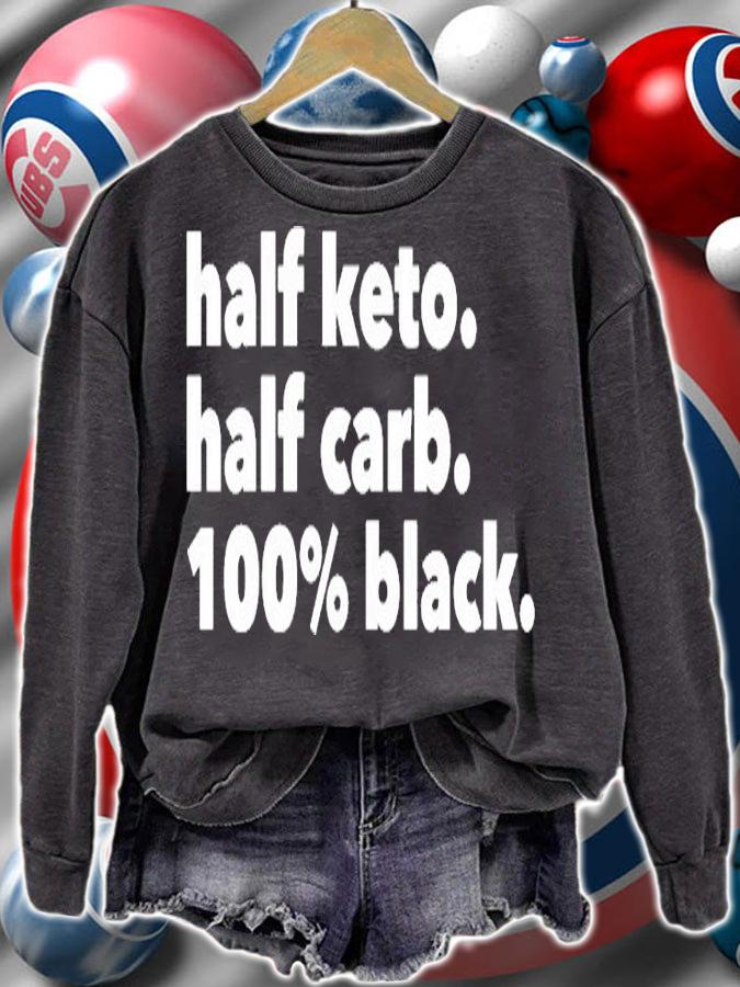 Half keto half carb 100% black T-shirt