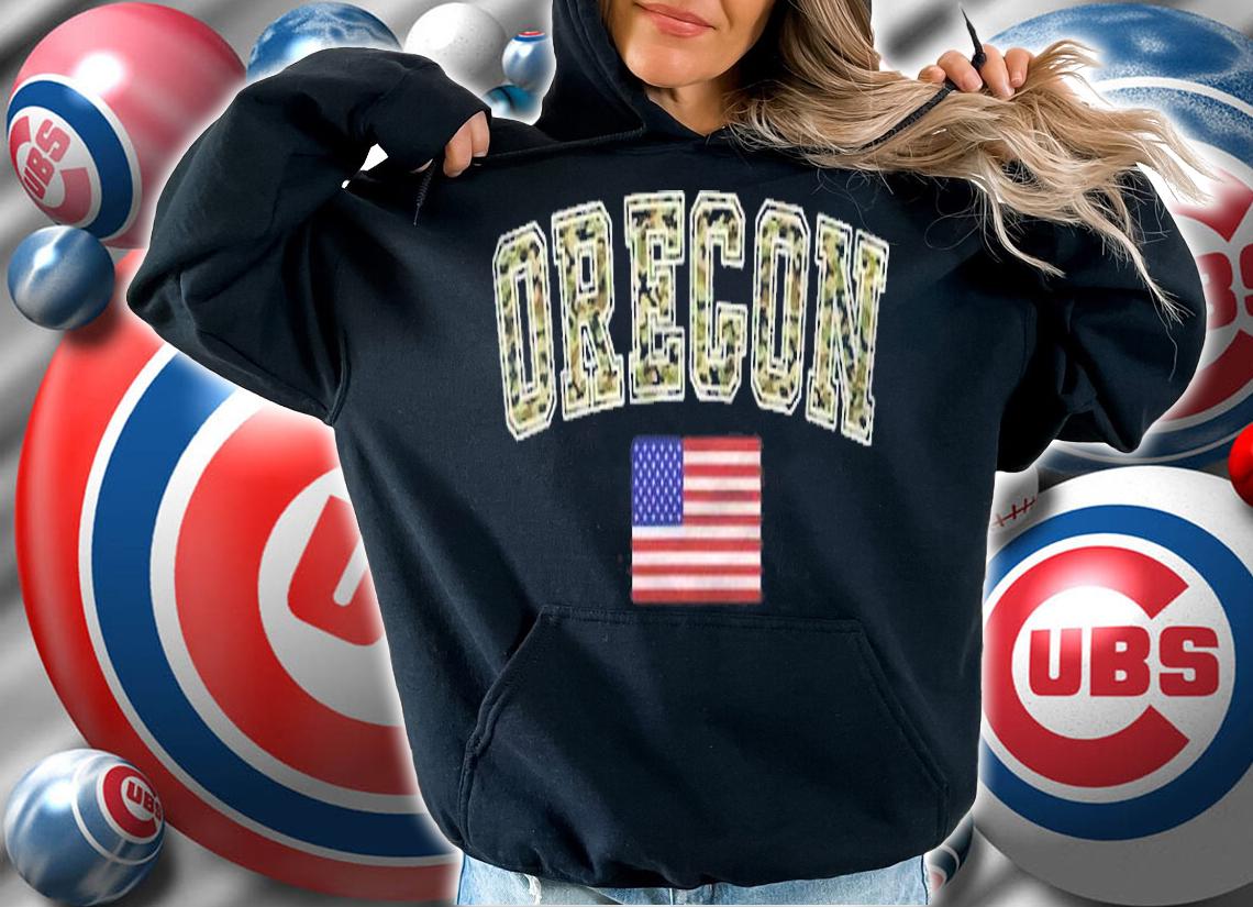 Oregon Camo University College State American Flag Shirt